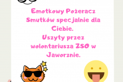 Emotkowy Pożeracz Smutków specjalnie dla Ciebie Uszyty przez wolontariusza ZSO w Jaworznie.